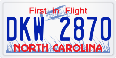 NC license plate DKW2870