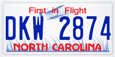 NC license plate DKW2874