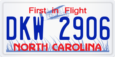 NC license plate DKW2906