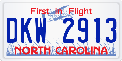 NC license plate DKW2913