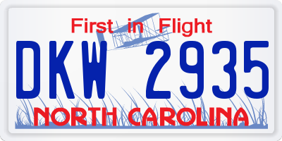 NC license plate DKW2935