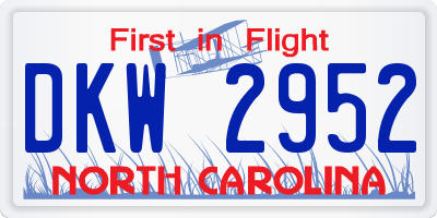 NC license plate DKW2952