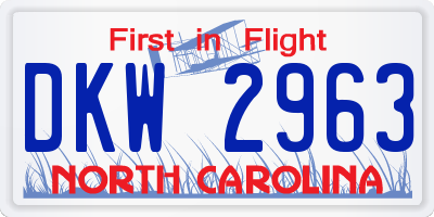 NC license plate DKW2963