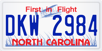 NC license plate DKW2984