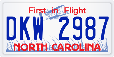 NC license plate DKW2987