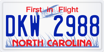 NC license plate DKW2988