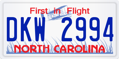 NC license plate DKW2994