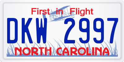 NC license plate DKW2997