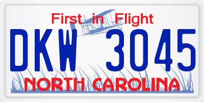 NC license plate DKW3045