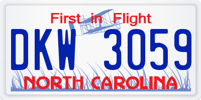 NC license plate DKW3059