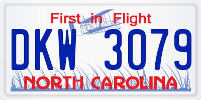 NC license plate DKW3079
