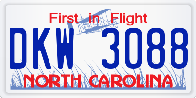 NC license plate DKW3088
