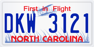 NC license plate DKW3121