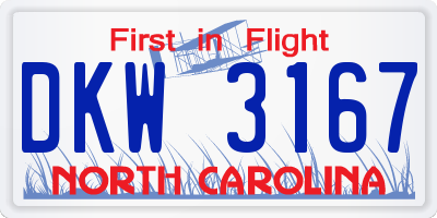 NC license plate DKW3167