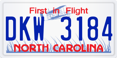 NC license plate DKW3184