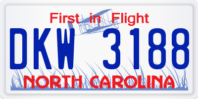 NC license plate DKW3188