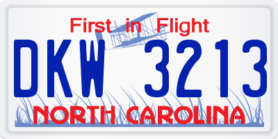 NC license plate DKW3213