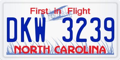 NC license plate DKW3239