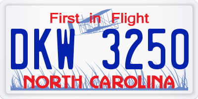NC license plate DKW3250