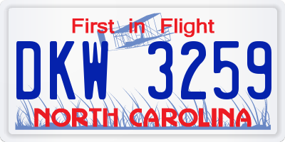 NC license plate DKW3259