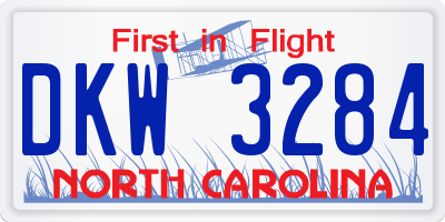 NC license plate DKW3284