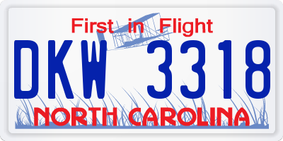 NC license plate DKW3318
