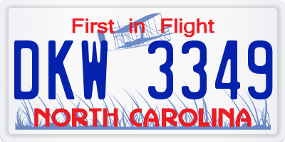NC license plate DKW3349