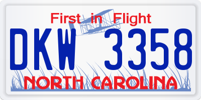 NC license plate DKW3358