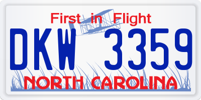 NC license plate DKW3359