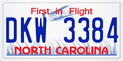 NC license plate DKW3384