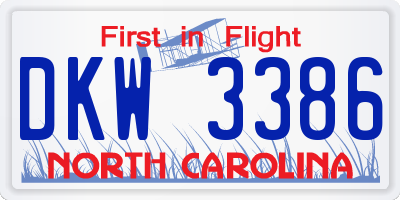 NC license plate DKW3386