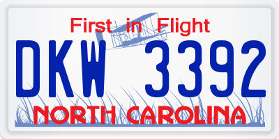 NC license plate DKW3392