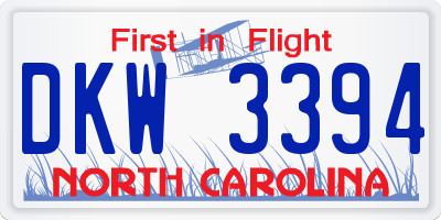 NC license plate DKW3394