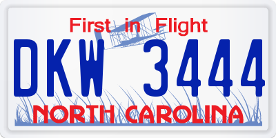 NC license plate DKW3444