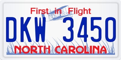 NC license plate DKW3450