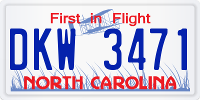 NC license plate DKW3471