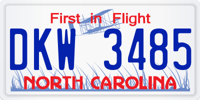 NC license plate DKW3485