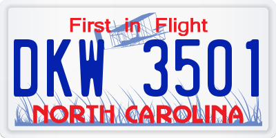 NC license plate DKW3501