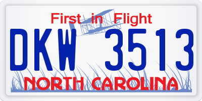 NC license plate DKW3513