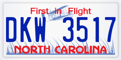 NC license plate DKW3517
