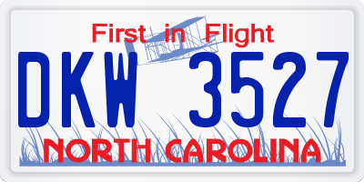 NC license plate DKW3527