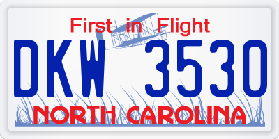 NC license plate DKW3530