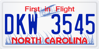 NC license plate DKW3545
