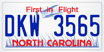 NC license plate DKW3565