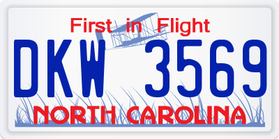 NC license plate DKW3569
