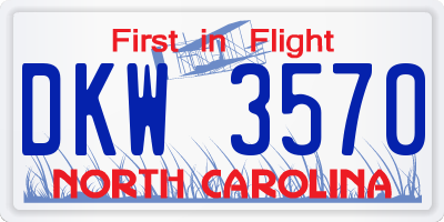 NC license plate DKW3570