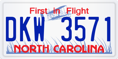 NC license plate DKW3571