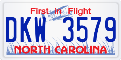 NC license plate DKW3579