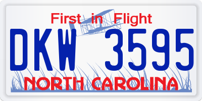 NC license plate DKW3595