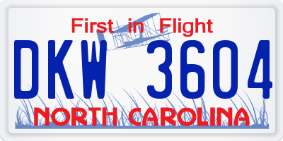 NC license plate DKW3604